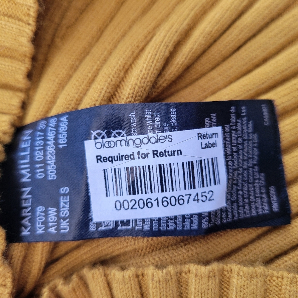 Karen Millen Ribbed Knit Color Block Sweater Top Blue Mustard S - Picture 10 of 12